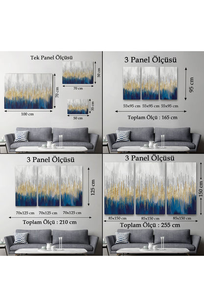 Mavi ve Gold'un Müthiş Uyumu Modern Kanvas Tablo-5046