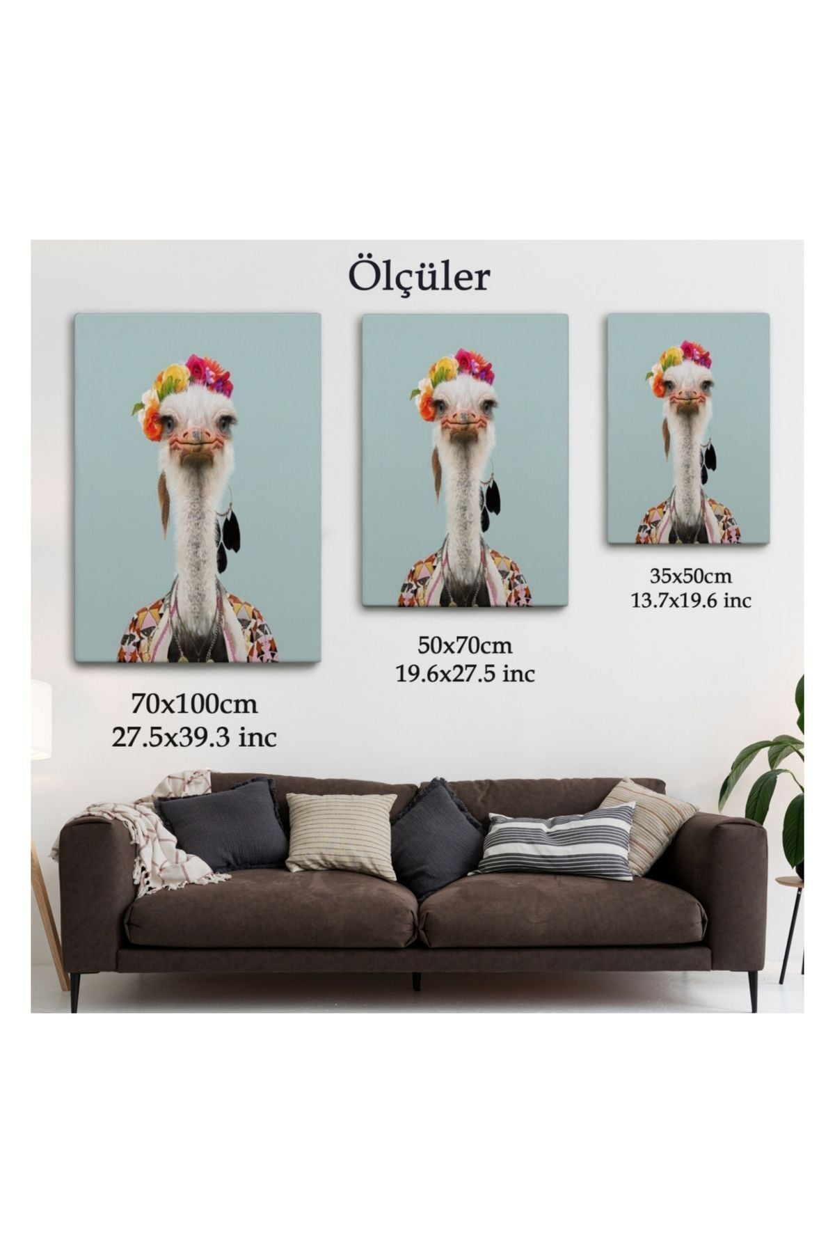 Kanvas Tablo, Duvar Dekoru, İnsan Görünümlü Deve Kuşu 6286 BUNGKNV