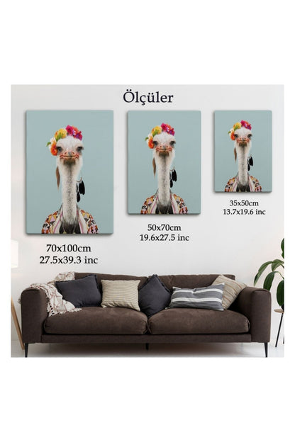 Kanvas Tablo, Duvar Dekoru, İnsan Görünümlü Deve Kuşu 6286 BUNGKNV