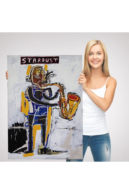 Jean Michel Basquiat Stardust Saksafon Kanvas Tablo, Sokak sanatı, Pop Art-4963