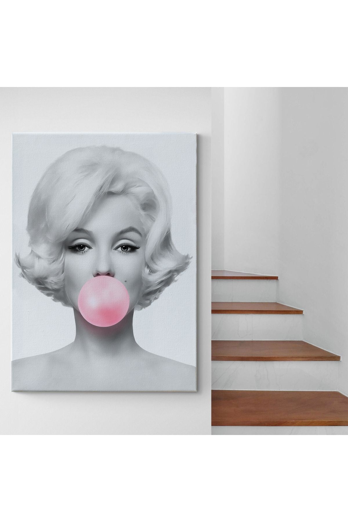 Marilyn Monroe Pembe Kabarcık Sakızlı Dekoratif Kanvas Tablo-5108-3