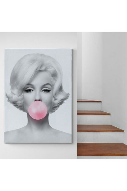 Marilyn Monroe Pembe Kabarcık Sakızlı Dekoratif Kanvas Tablo-5108-3