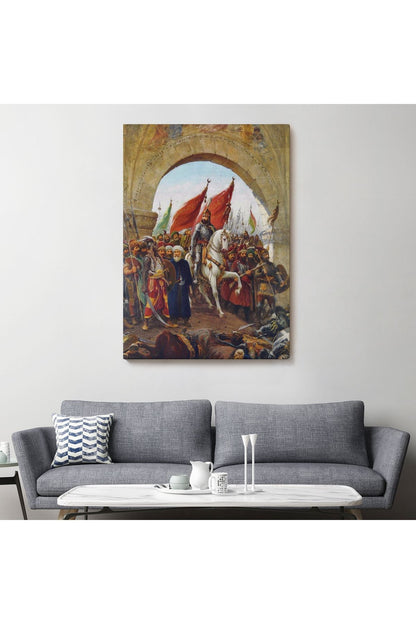 Fausto Zonaro Fatih Sultan Mehmet İstanbul'a Girerken Kanvas Tablo-5298