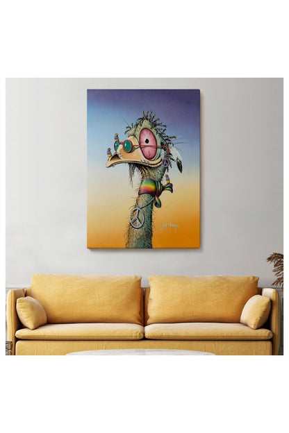 Kanvas, Duvar Tablosu, Dekoratif, Hippi Devekuşu Hayvan Temalı 6181 EGKNV