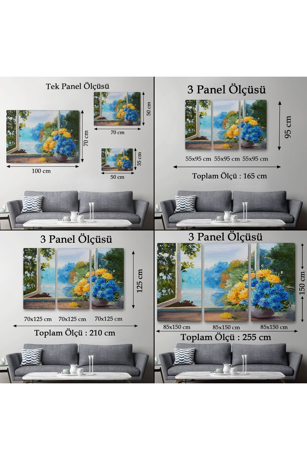 Pencere Kenarıdaki Çiçek Buketi Kanvas Duvar Tablosu-3453