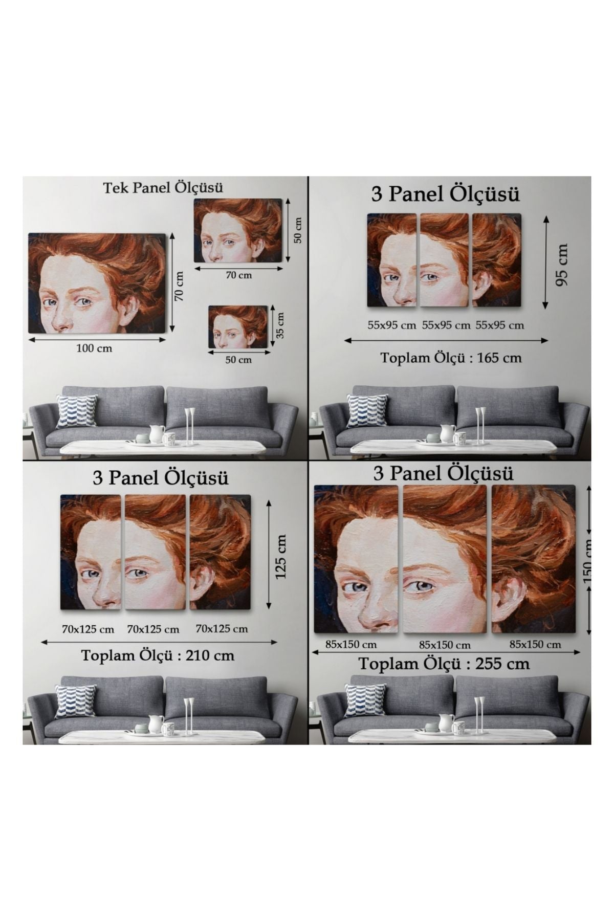 Kanvas Tablo, Duvar Dekoru, Kızıl Saçlı Mavi Gözlü Kadın Yağlıboya Görünüm 3741 BUNGKNV