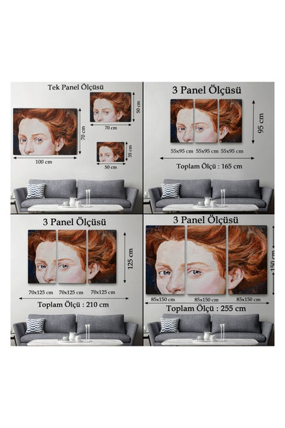 Kanvas Tablo, Duvar Dekoru, Kızıl Saçlı Mavi Gözlü Kadın Yağlıboya Görünüm 3741 BUNGKNV