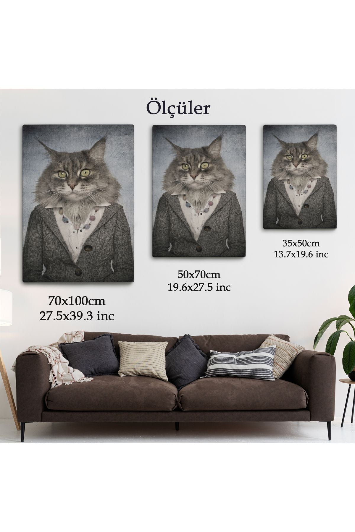 Kedi Kafalı İnsan Kanvas Tablo-4985