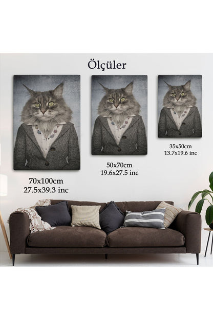 Kedi Kafalı İnsan Kanvas Tablo-4985