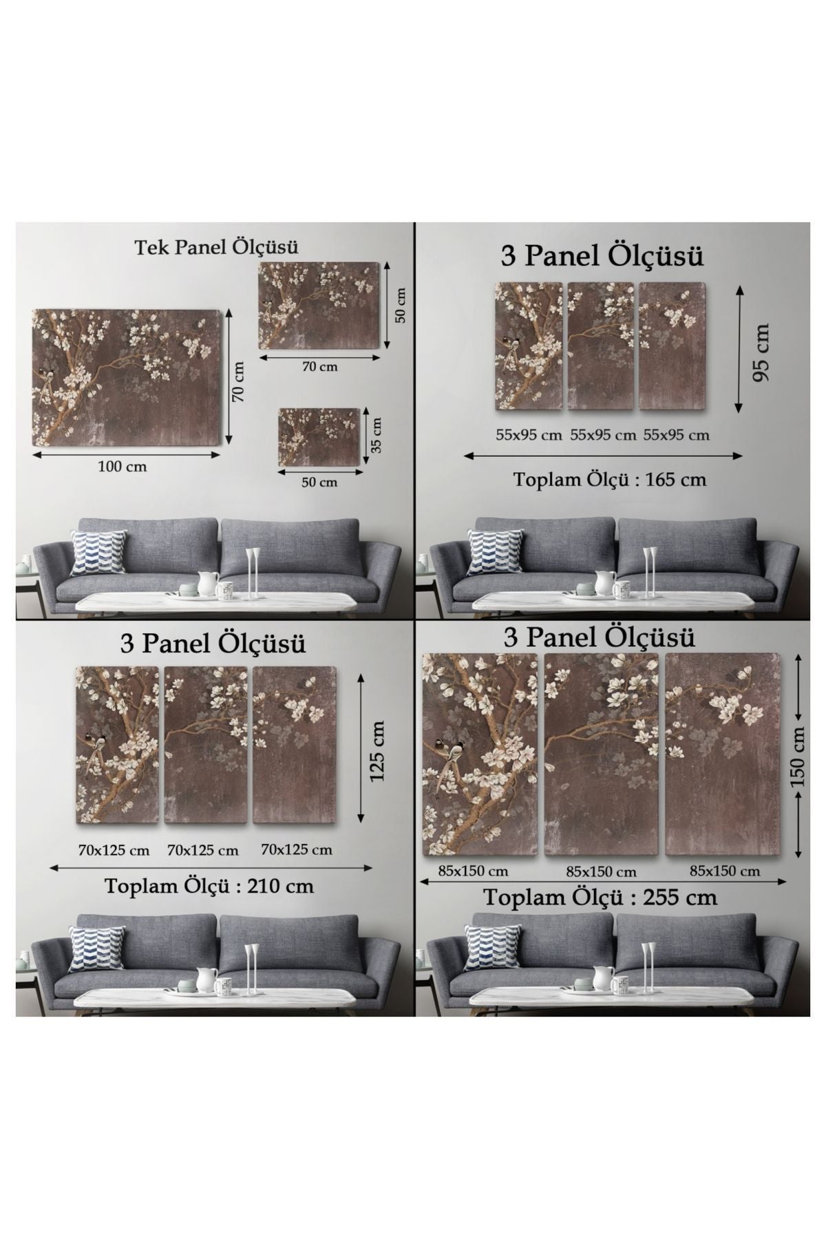 Kanvas, Duvar Tablosu, Dekoratif, Yağlıboya Görünüm Ağaçta Beyaz Çiçekler 3736 EGKNV