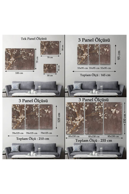 Kanvas, Duvar Tablosu, Dekoratif, Yağlıboya Görünüm Ağaçta Beyaz Çiçekler 3736 EGKNV