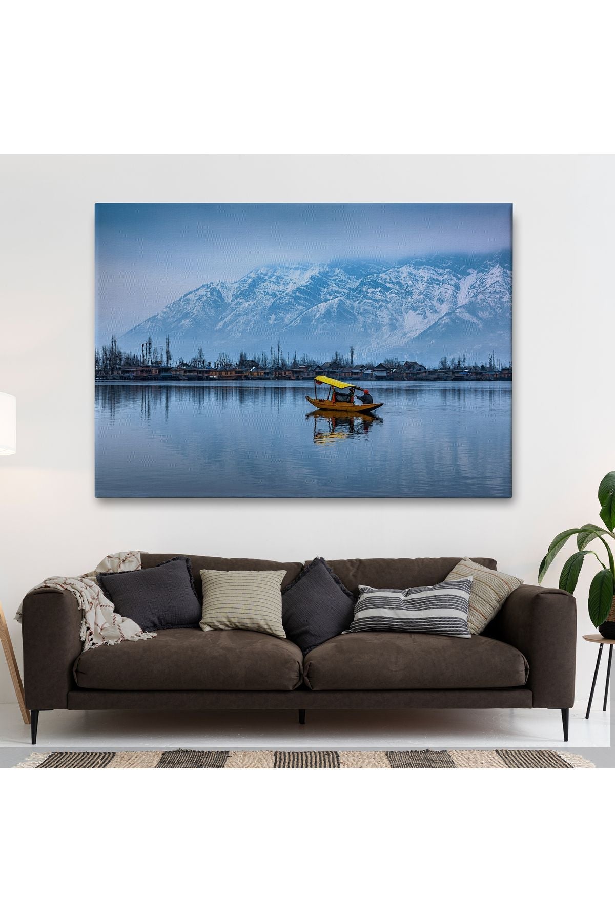 Hindistan Srinagar Dal Gölü Kış Manzara Tablosu-1244