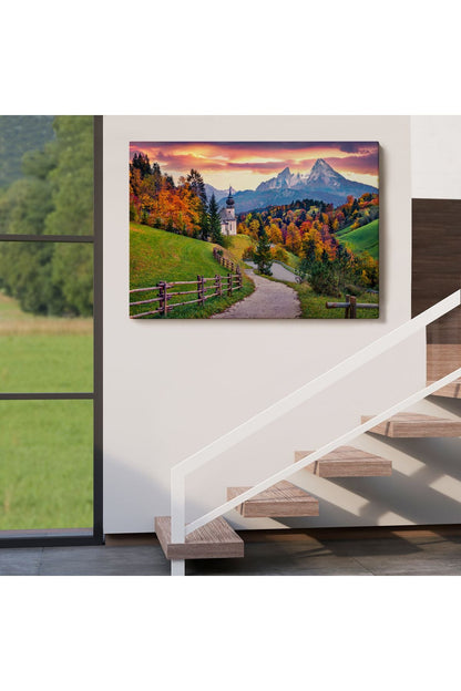 Hochkalter Dağı Maria Gern Kilisesi Ve Alpler Dekoratif Tablo-3679
