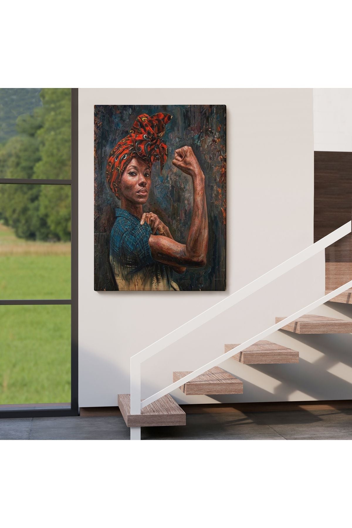 Güçlü Siyah Kadın, Hippi Tarzı Kızlar Güç Feminist Kanvas Tablo-5273