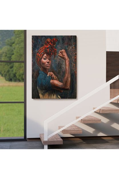 Güçlü Siyah Kadın, Hippi Tarzı Kızlar Güç Feminist Kanvas Tablo-5273