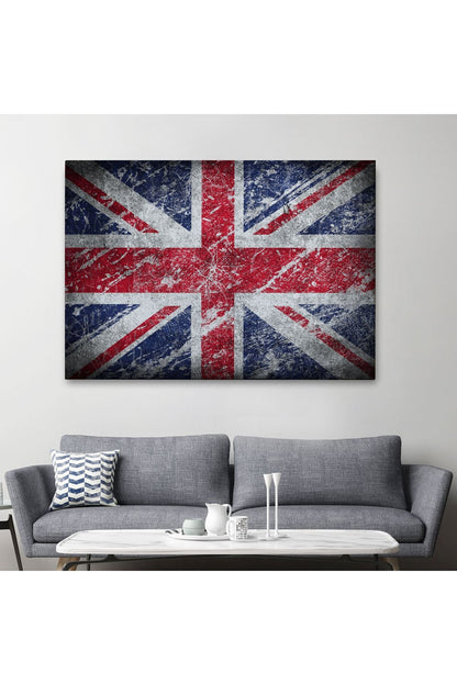 İngiltere Bayrağı Rustik Kanvas Tablo, Ev ve Ofis Dekoru-5392