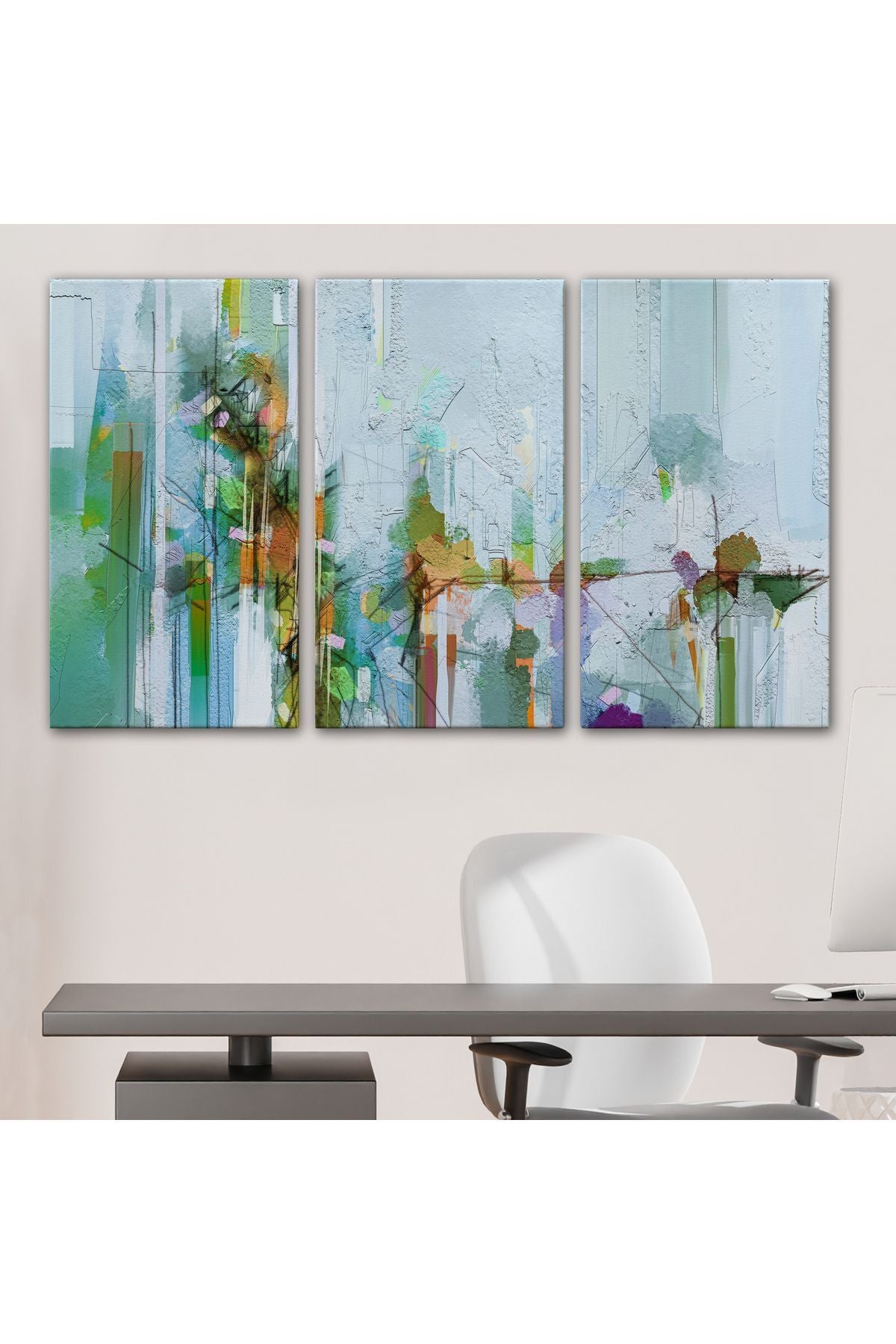 Modern Soyut Tarz Çiçekler Yağlıboya Görünüm Dekoratif Kanvas Duvar Tablosu-3709