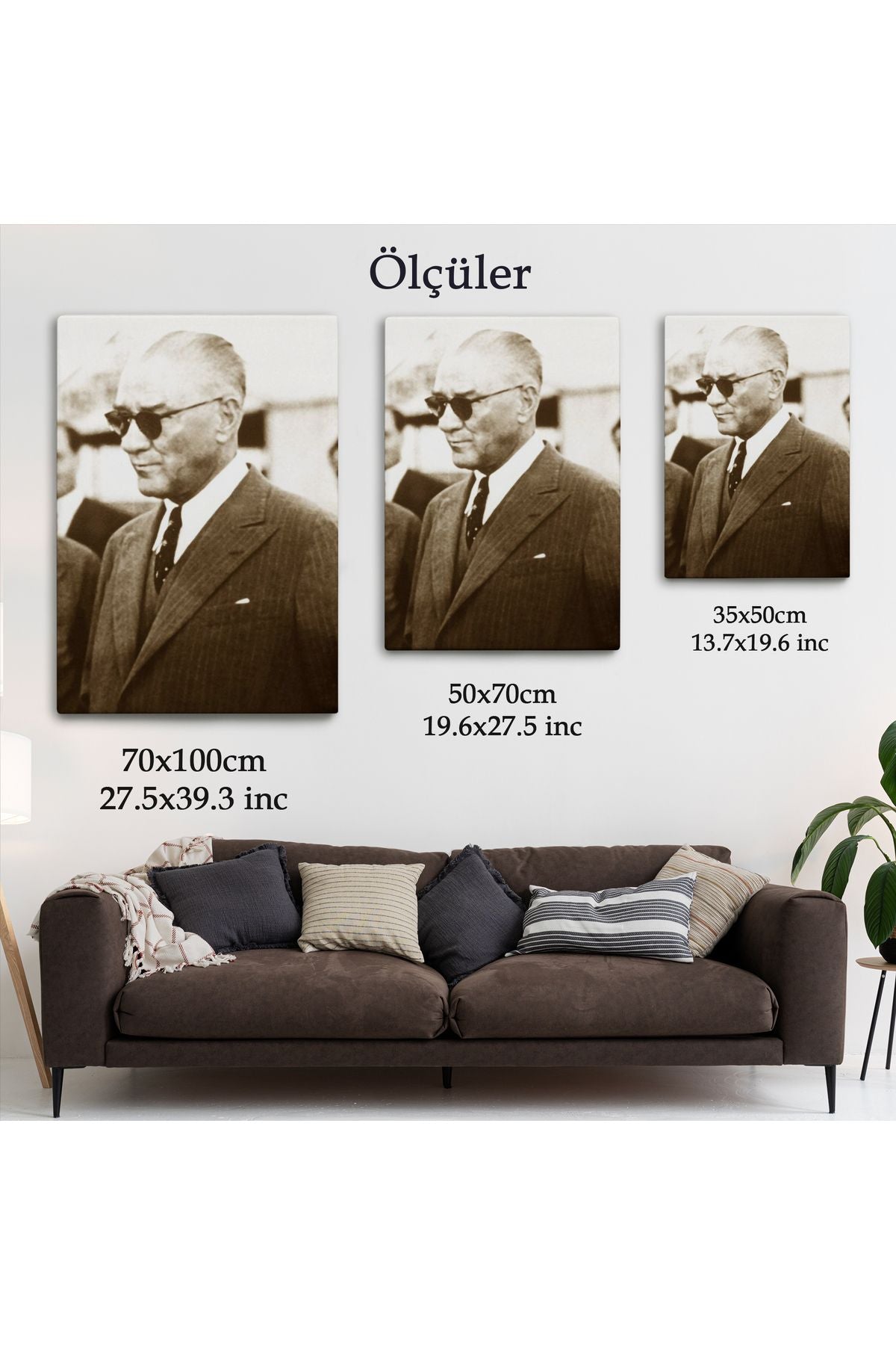 Atatürk Portre Tablosu Mustafa Kemal Atatürk Dikdörtgen Dekoratif Kanvas Tablo-FŞ-143