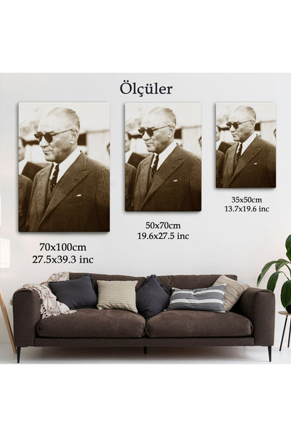 Atatürk Portre Tablosu Mustafa Kemal Atatürk Dikdörtgen Dekoratif Kanvas Tablo-FŞ-143