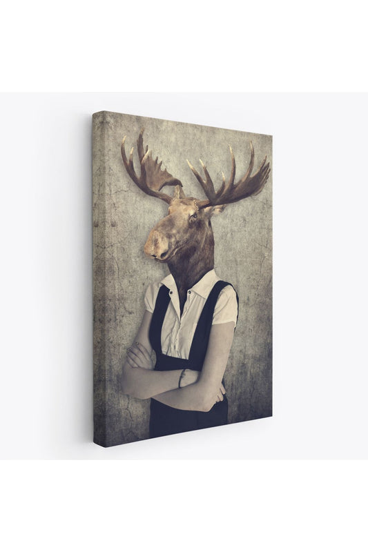 Geyik Kafalı İnsan Kanvas Tablo-4984