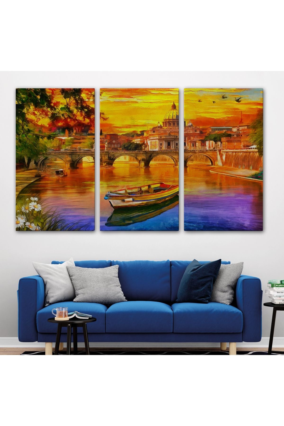 İtalya'daki Aziz Petrus Katedrali ve Tiber Nehri Tablosu-3544