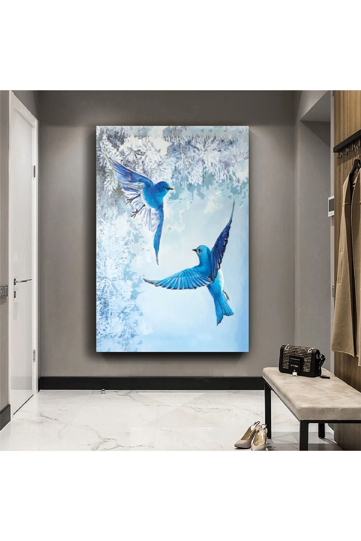 Mavi Kırlangıç Kuşları Kanvas Tablo