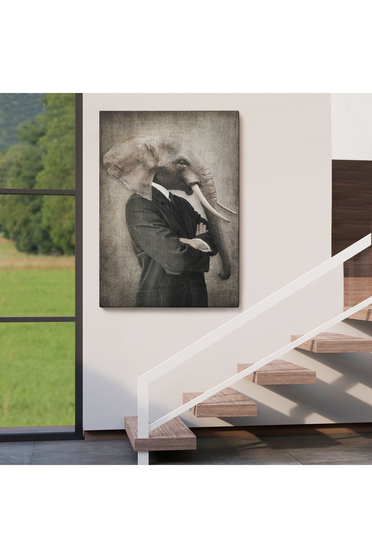 Fil Kafalı İnsan Kanvas Tablo-4995