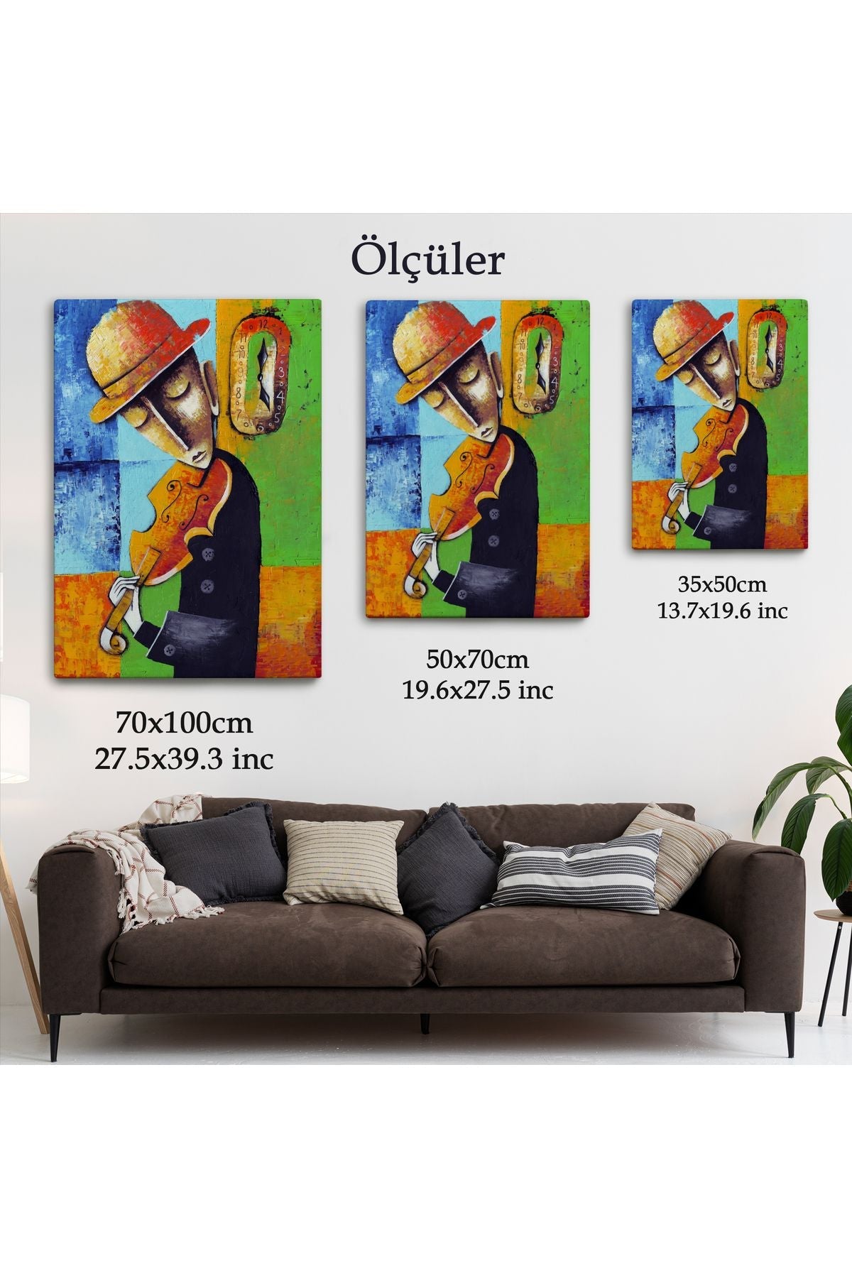 Keman Çalan Müzisyen Sürreal Adam Duvar Tablo-6447