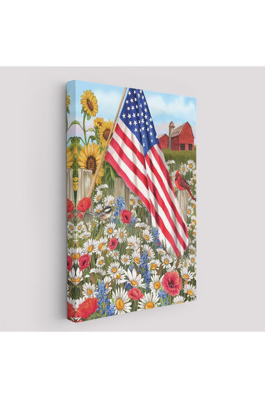 Güzel Bahçe İçierisindeki Amerka Bayrağı Duvar Tablosu-6278