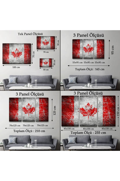 Kanada Bayrağı Rustik Kanvas Tablo, Kanada Bayrağı Tablo, Ev ve Ofis Dekoru-5403