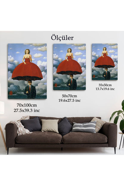 Dekoratif Kanvas Tablo, Duvar Tablosu-Sürreal Kırmızı Elbiseli Kadın 6022