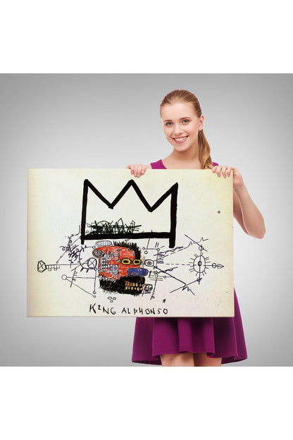 Jean Michel Basquiat'in Kral Alphonso İsimli Eseri Kanvas Tablo-5015