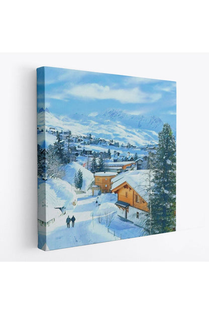 Karlı Dağ Köyü Kanvas Tablo-5912