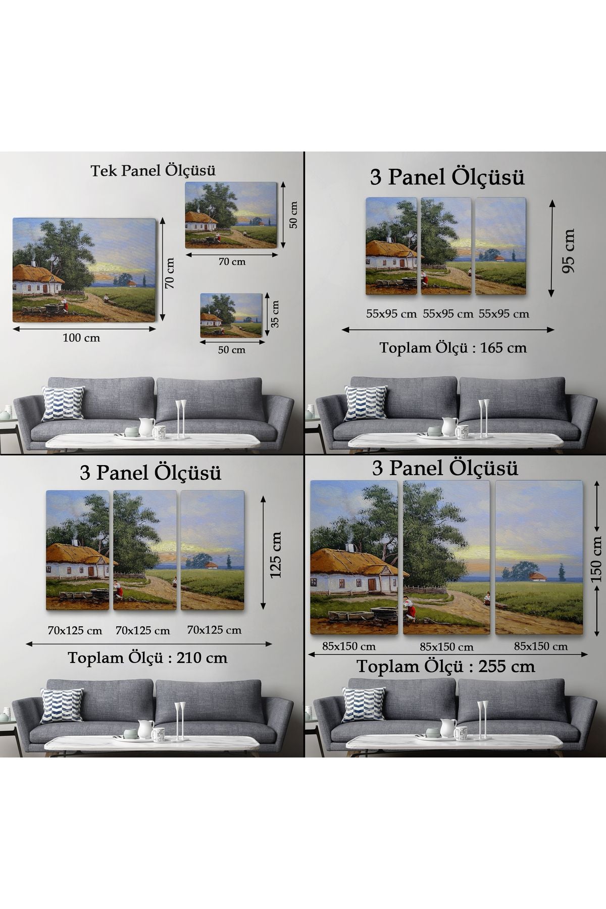 Köy Evi Manzarası Yağlıboya Görünüm Dekoratif Kanvas Duvar Tablosu-3555