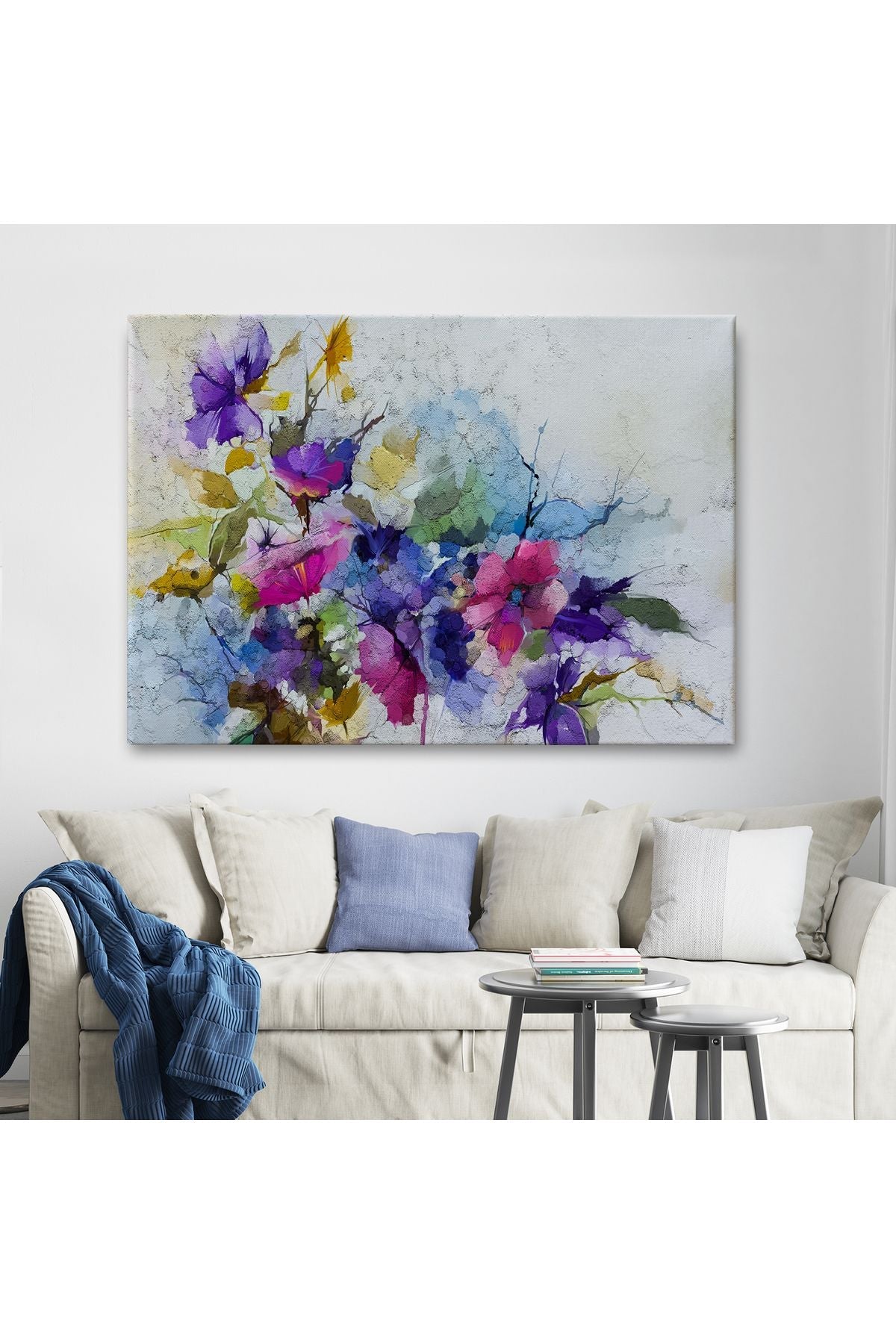 Modern Sanat Soyut Çiçekler Dekoratif Kanvas Duvar Tablo-3650