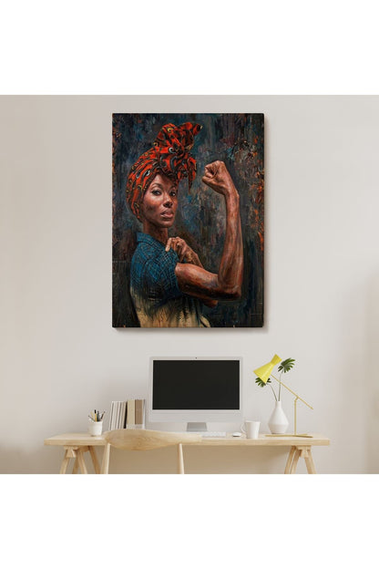 Güçlü Siyah Kadın, Hippi Tarzı Kızlar Güç Feminist Kanvas Tablo-5273