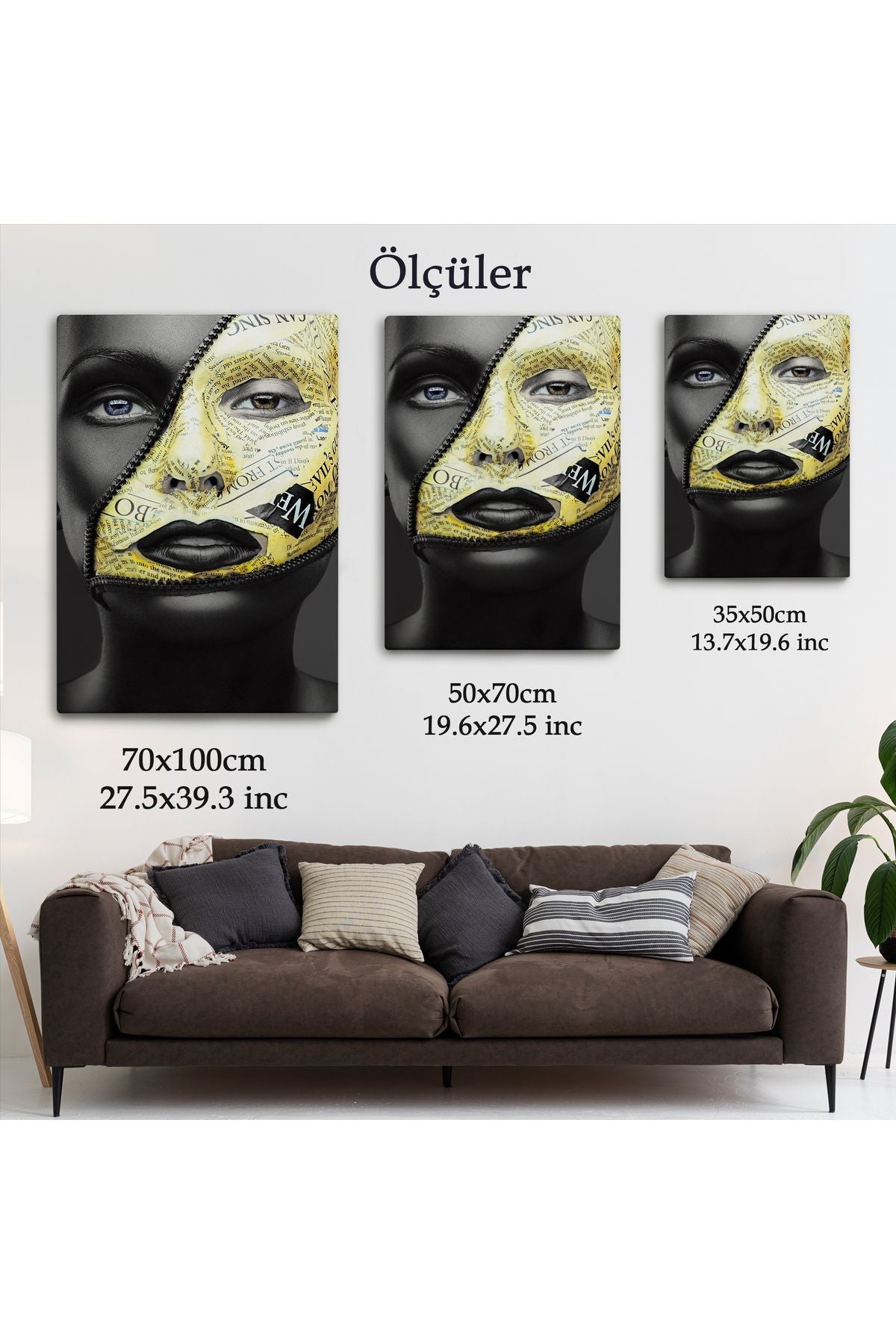 Fermuar Makyajlı Güzel Kızın Yakın Çekim Portresi Kanvas Tablo-4973