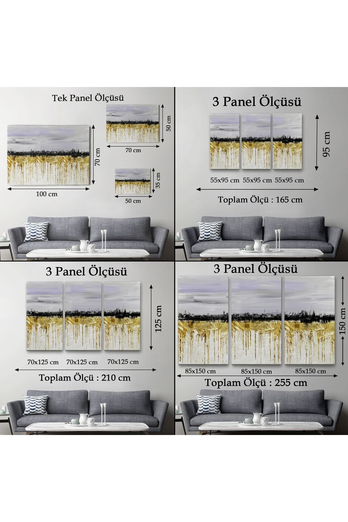 Gold Siyah ve Mavinin Müthiş Uyumu Modern Kanvas Tablo-5051
