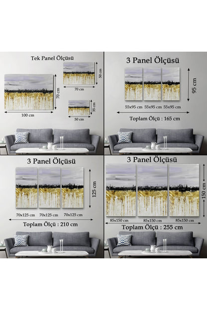 Gold Siyah ve Mavinin Müthiş Uyumu Modern Kanvas Tablo-5051
