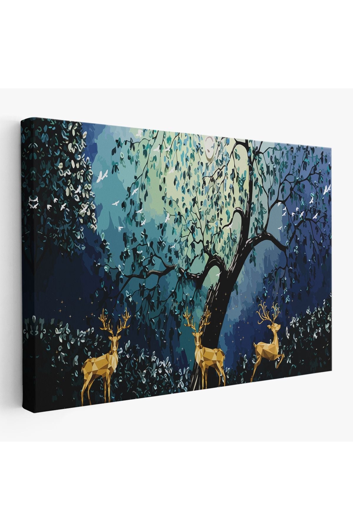 Modern Soyut Tarzda Altın Geyikler Dekoratif Tablo-3687