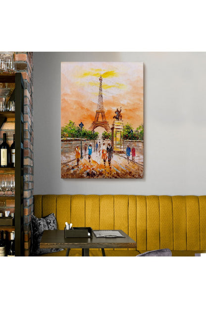 Eyfel Kulesi Manzaralı Yağlıboya Görünüm Dekoratif Kanvas Duvar Tablosu-5929