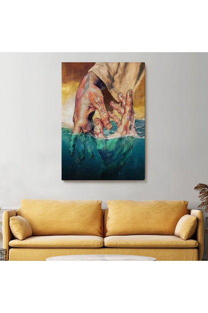 İsa'nın Yardımı Hrıstiyan Hediyesi Dekoratif Duvar Tablosu-6116