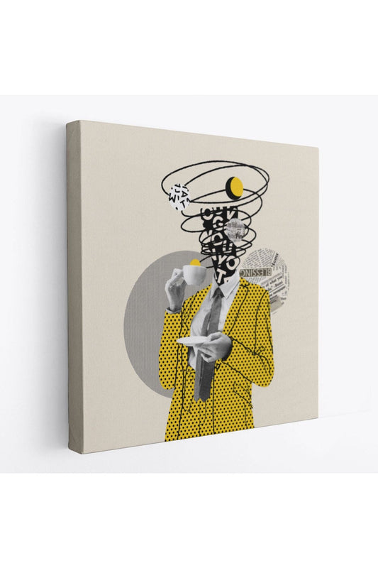 Kahve İçen Çizgi Roman Kahramanı Pop Art Tablo-5801