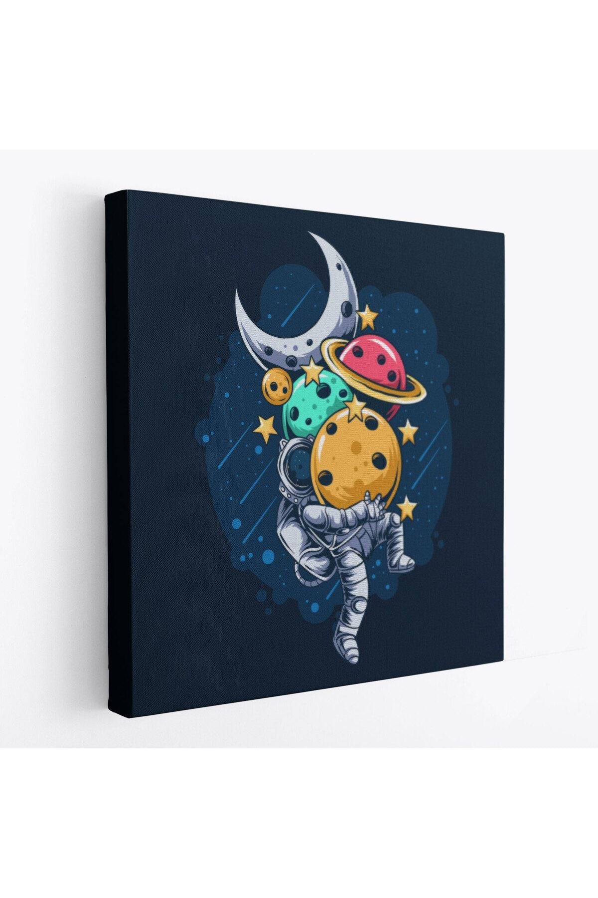 Gezegenleri Kucağında Taşıyan Astronot Kanvas Tablo-5096