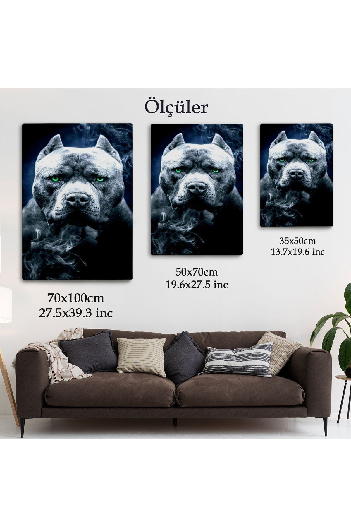 Pit Bull Yeşil Gözlü Amerikan Bully Köpek Kanvas Tablo-5259