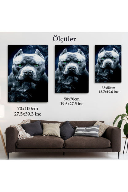 Pit Bull Yeşil Gözlü Amerikan Bully Köpek Kanvas Tablo-5259