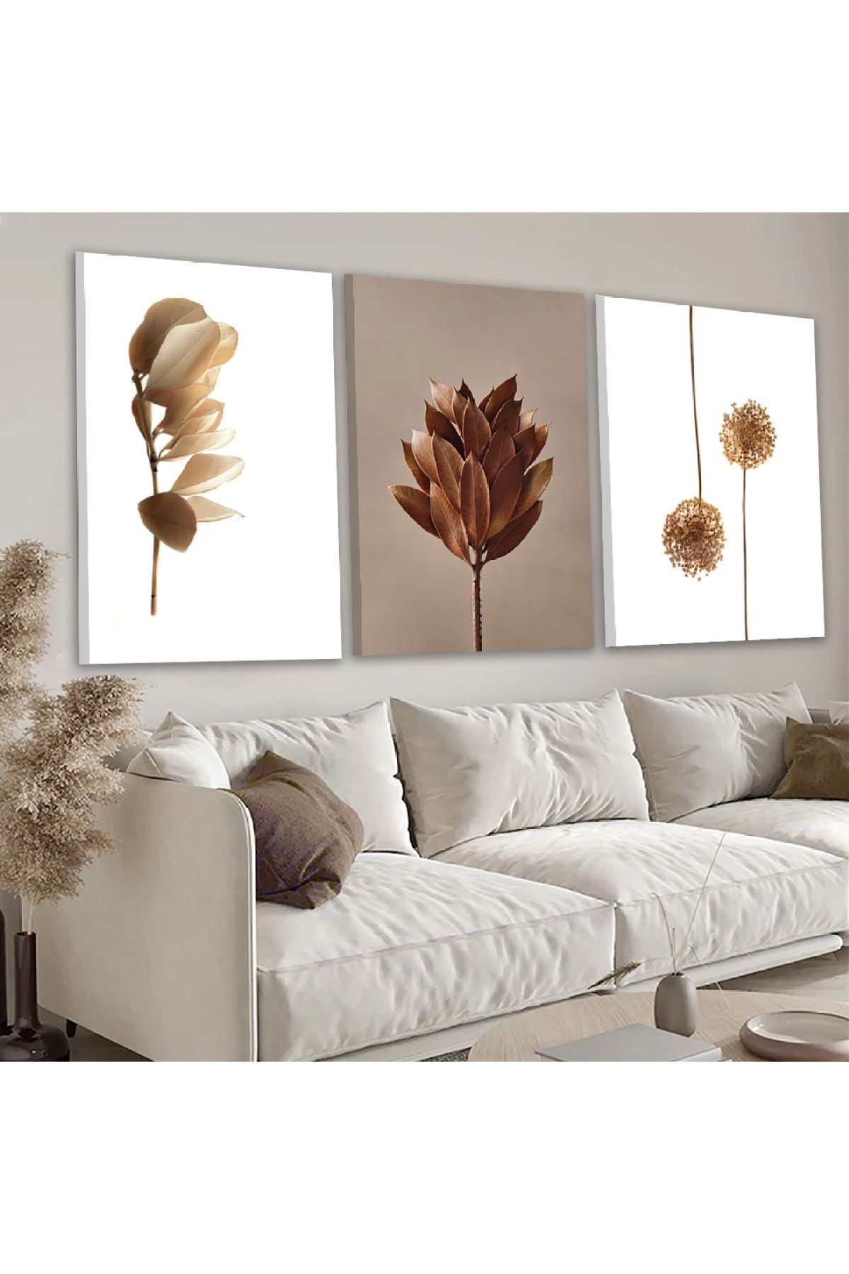 Kolaj Çizim 3'Lü Kanvas Tablo