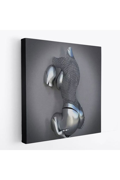 Kanvas Tablo, Gri Ve Gümüş Duvar Dekoru, Aşk Sanatı, 3D Efektli Gümüş İnsan-5349