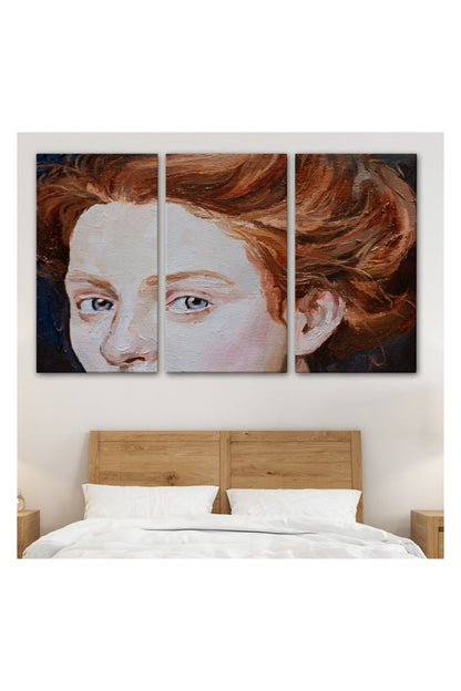 Kanvas Tablo, Duvar Dekoru, Kızıl Saçlı Mavi Gözlü Kadın Yağlıboya Görünüm 3741 BUNGKNV