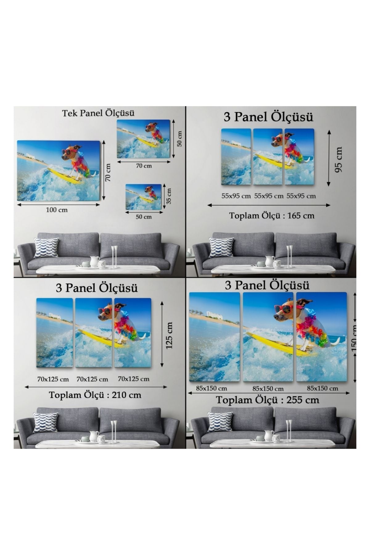 Kanvas Tablo, Duvar Dekoru, Su Kayağı Yapan Köpek, Hayvan Temalı 1155 BUNGKNV